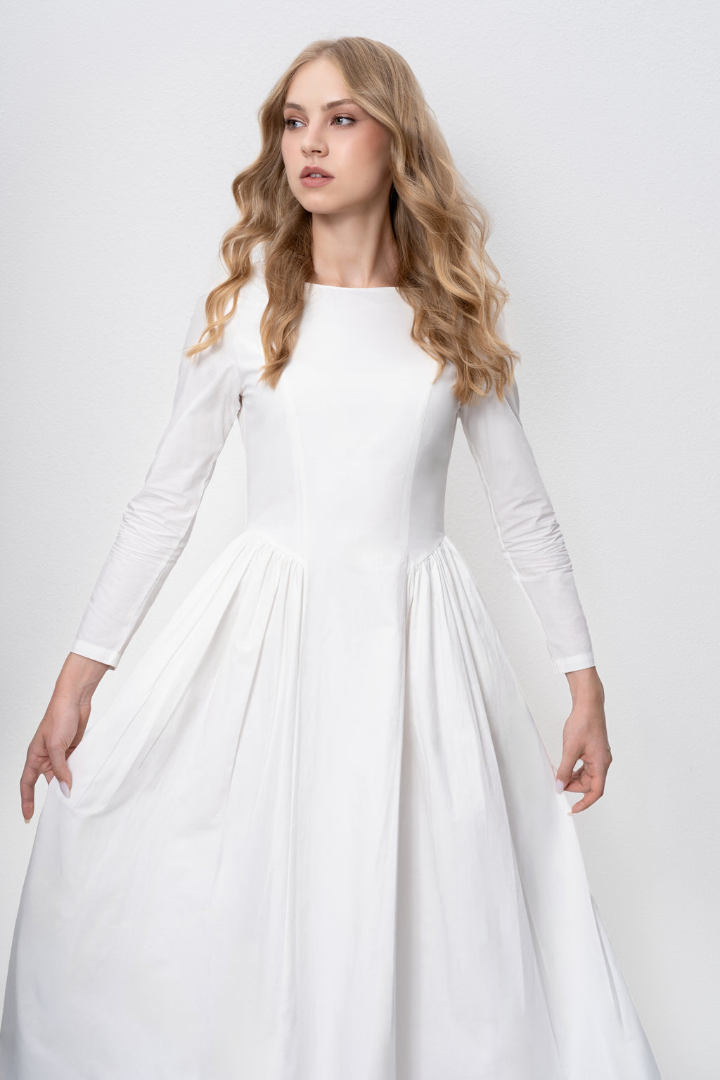 Boat neck white dress